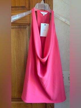 A.L.C NWT Dixon Cowl Halter Deck Tank Blouse 8 Vibrant Pink